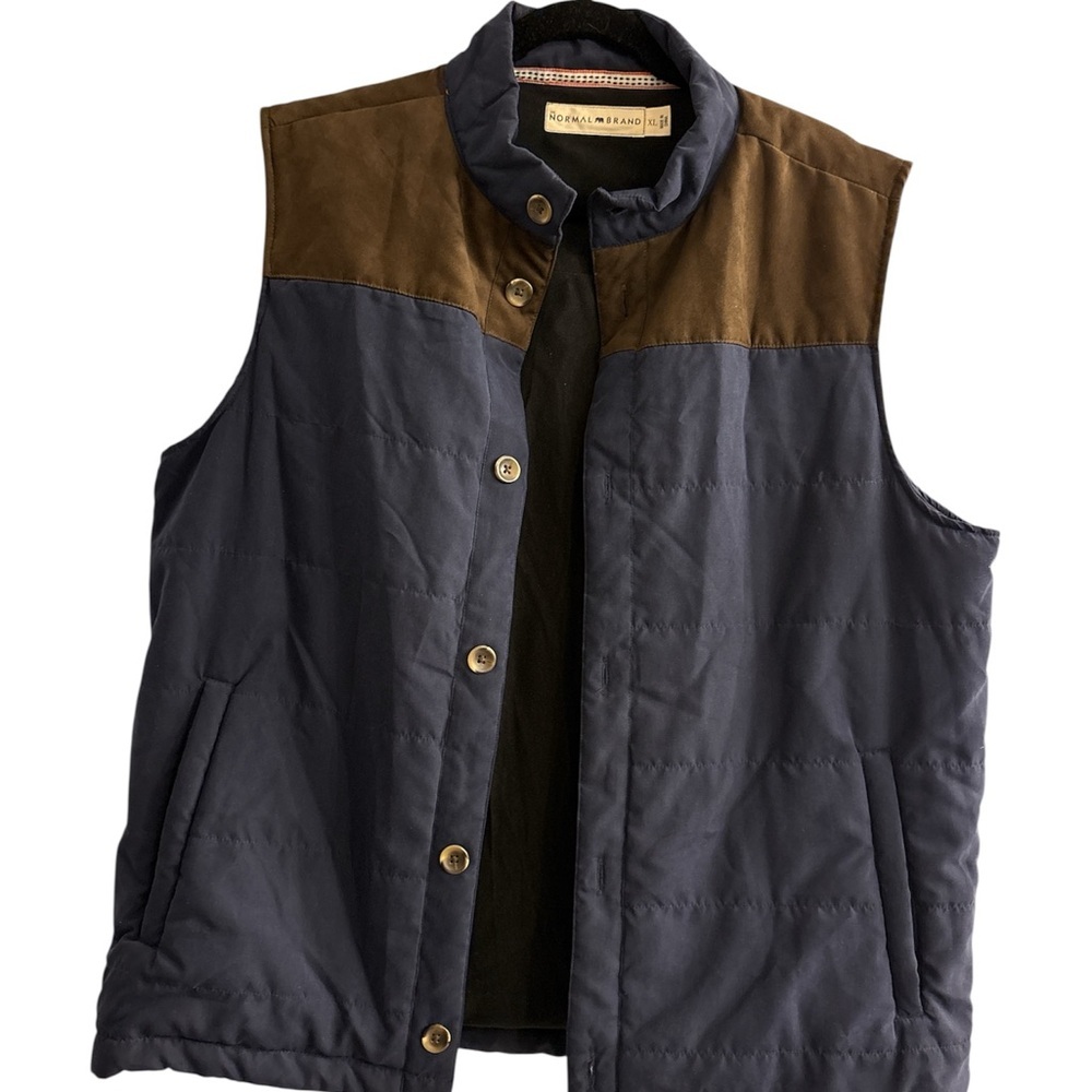 The Normal Brand Men's Blue and Brown Quilted Vest